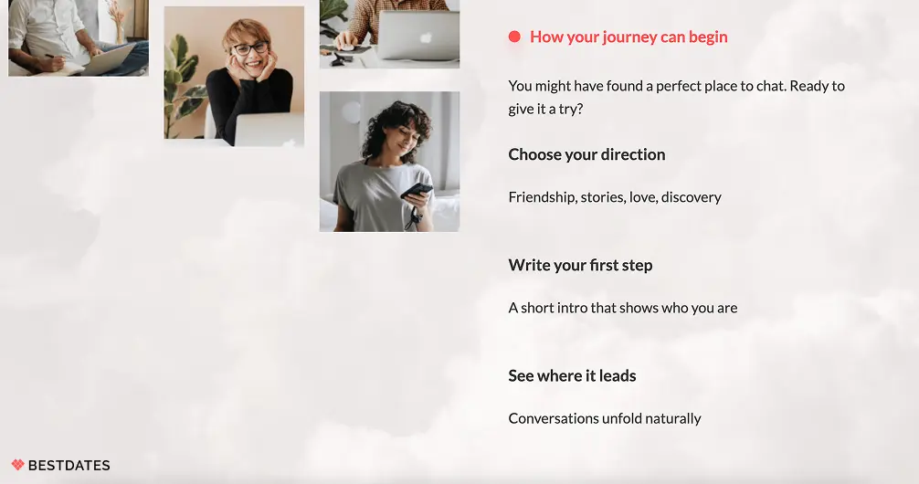 User journey on BestDates dating site